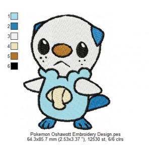 Pokemon Oshawott Embroidery Design